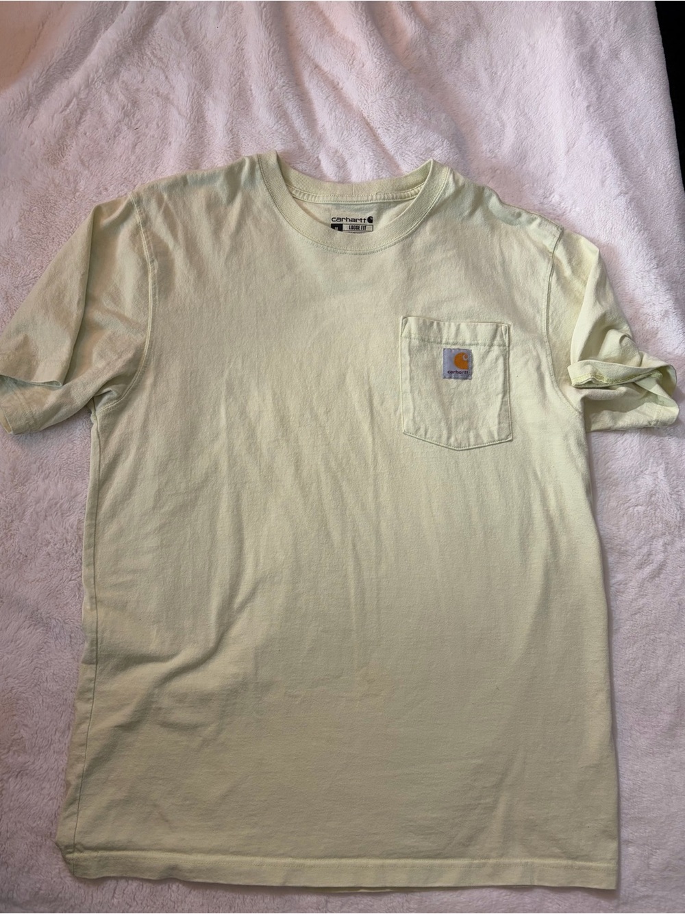 Carhartt Light Yellow Short Sleeve Pocket Tee with Logo Patch